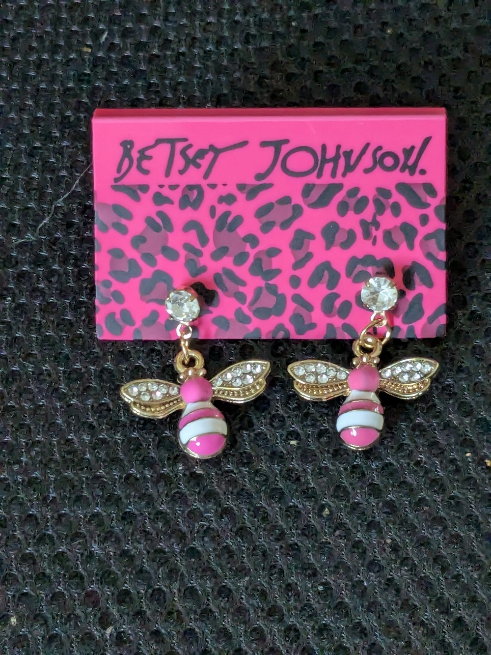 Betsey Johnson Pink Bee Drop Earrings